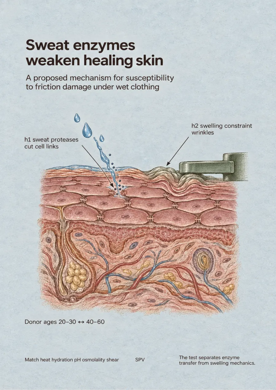 Poster: Sweat enzymes weaken healing skin