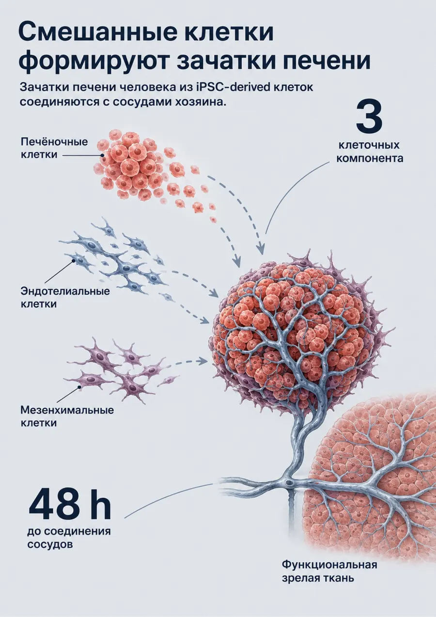 Постер: Смешанные клетки формируют зачатки печени