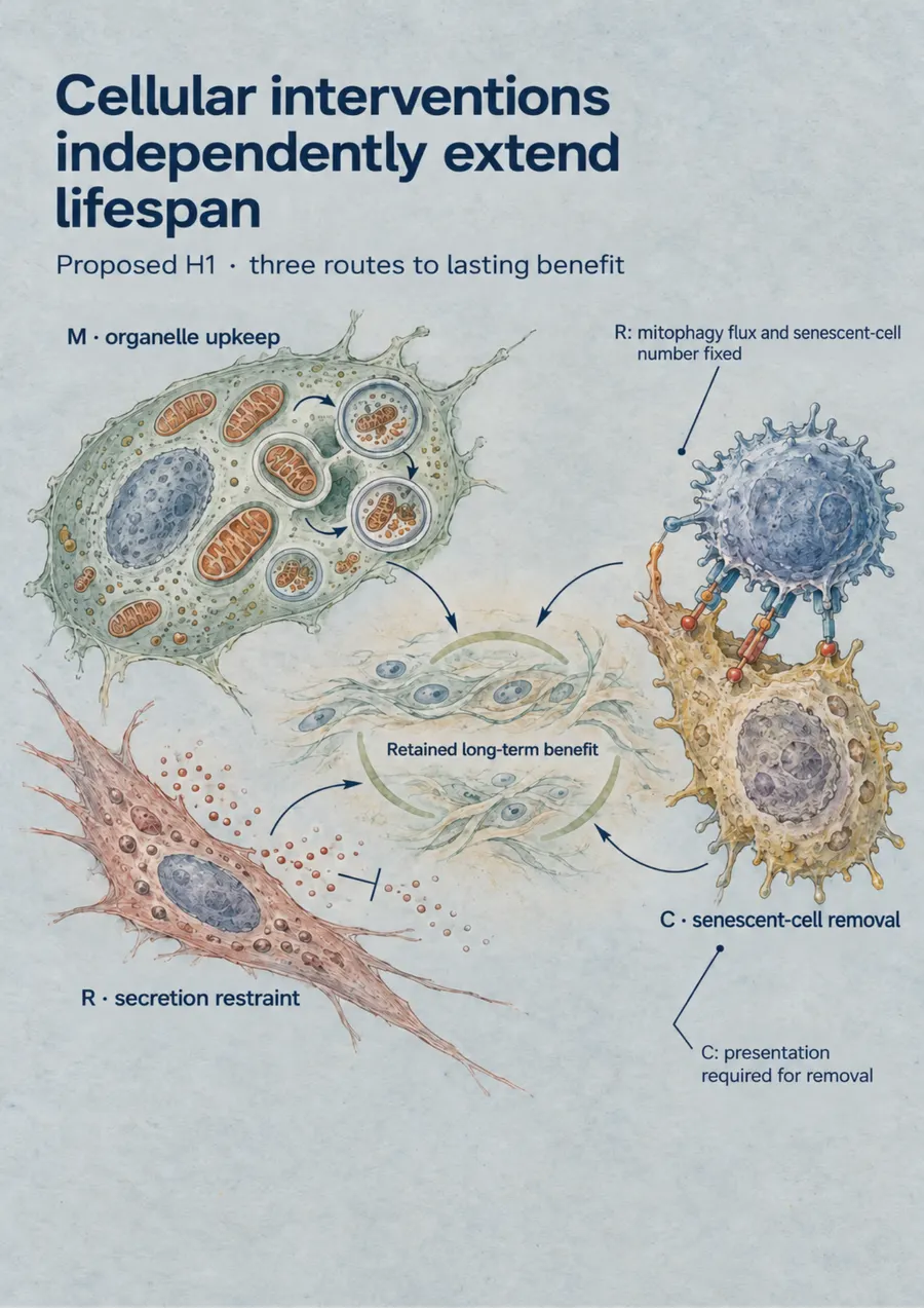 Poster: Cellular interventions independently extend lifespan