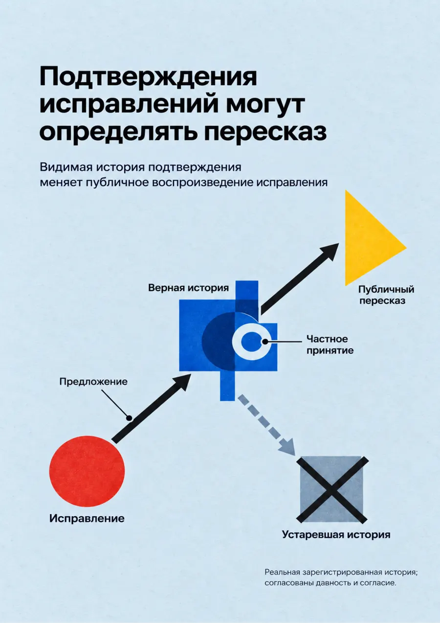 Постер: Подтверждения исправлений могут определять пересказ