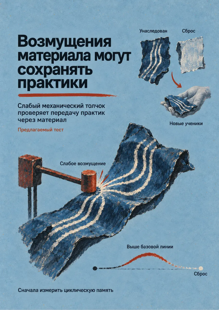 Постер: Возмущения материала могут сохранять практики