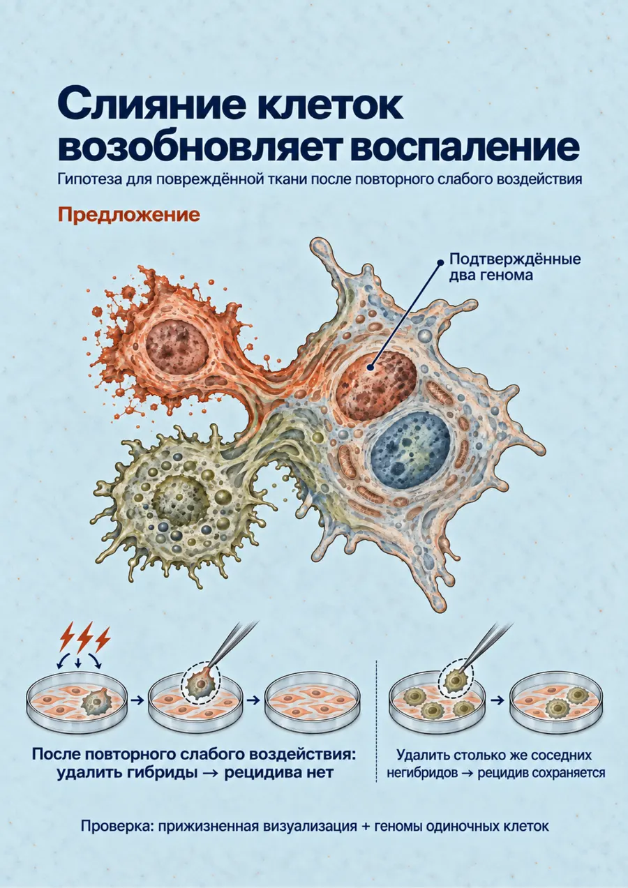 Постер: Слияние клеток возобновляет воспаление