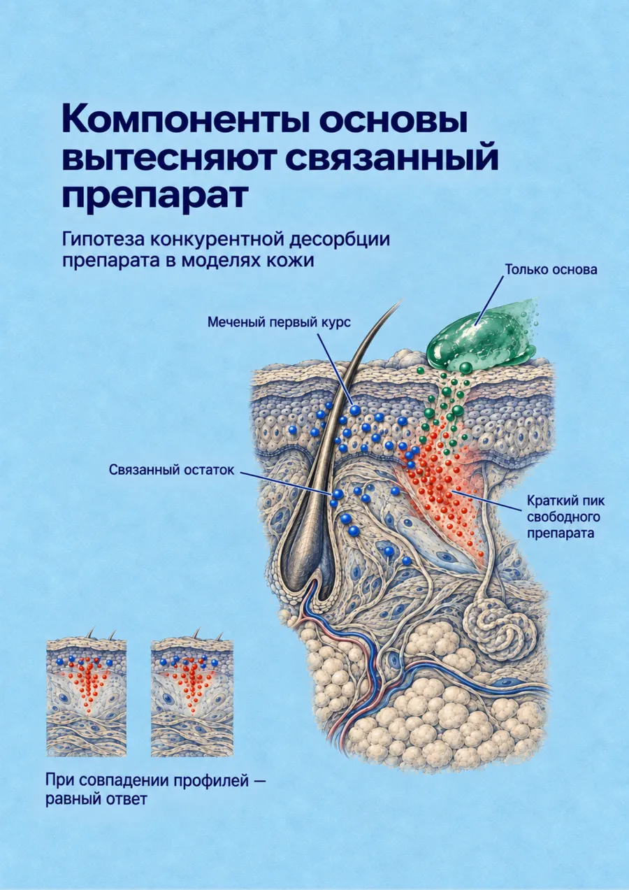 Постер: Компоненты основы вытесняют связанный препарат