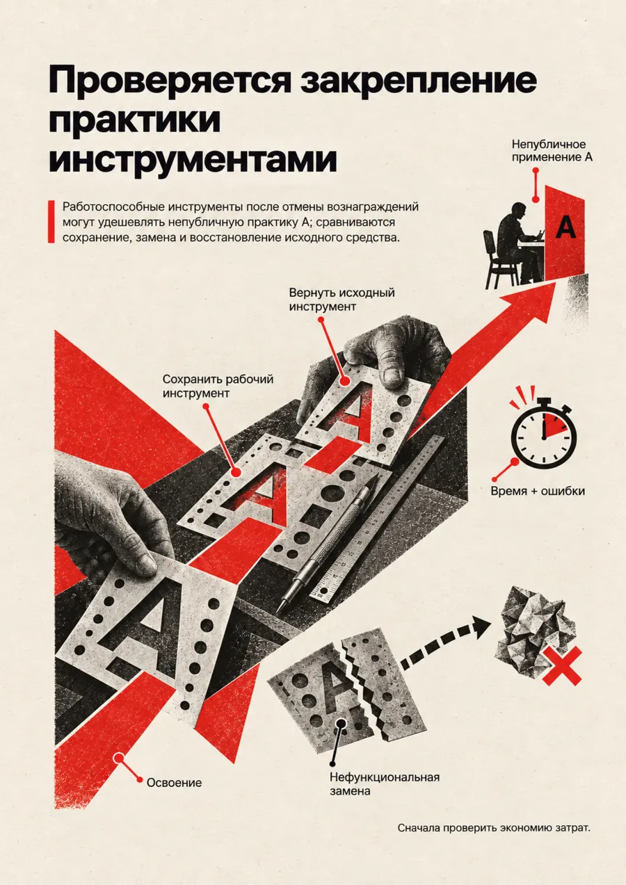 Постер: Проверяется закрепление практики инструментами