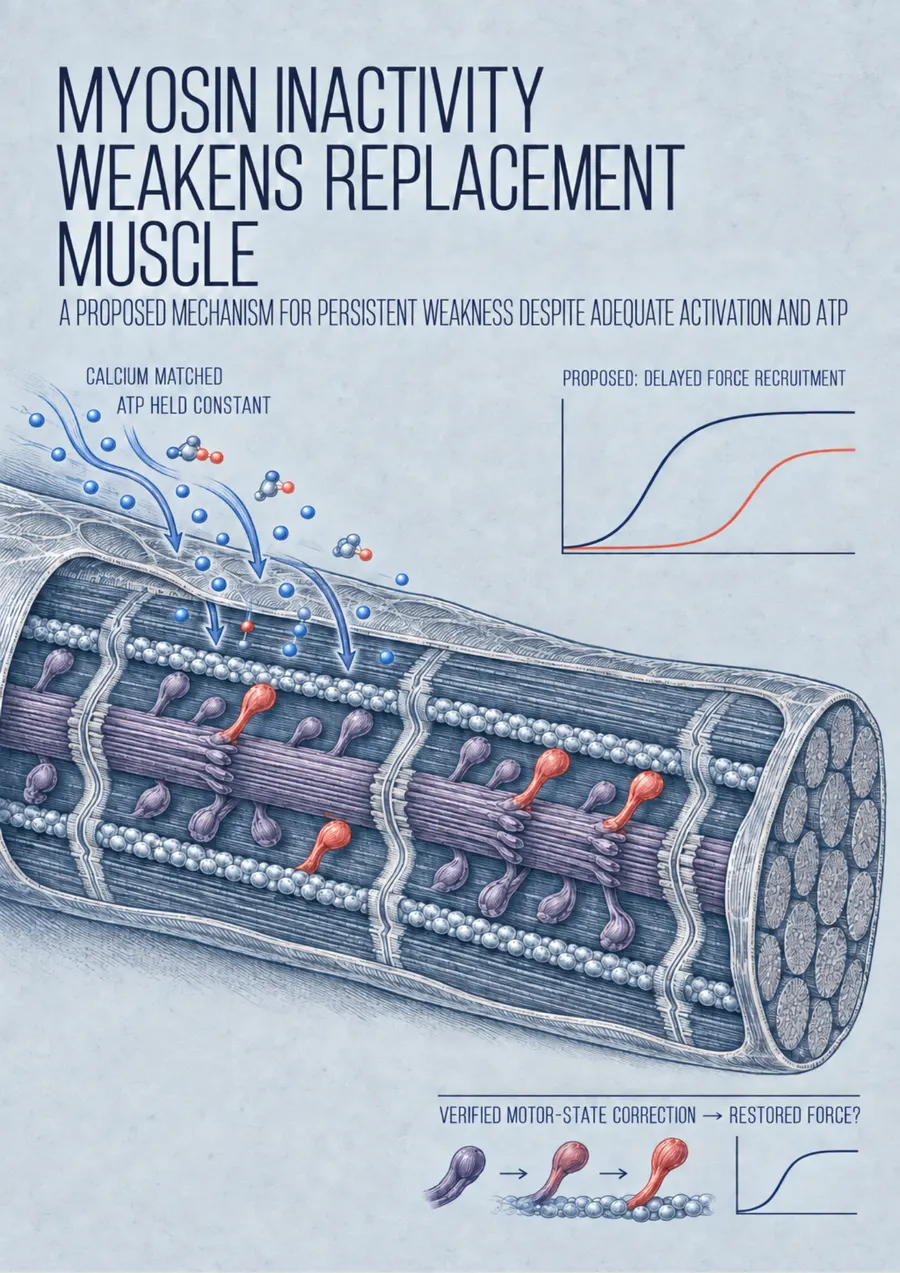 Poster: Myosin inactivity weakens replacement muscle