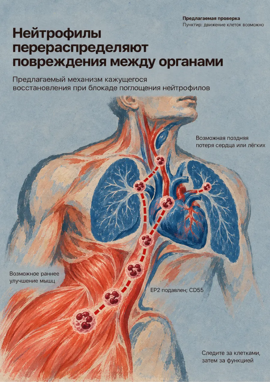 Постер: Нейтрофилы перераспределяют повреждения между органами