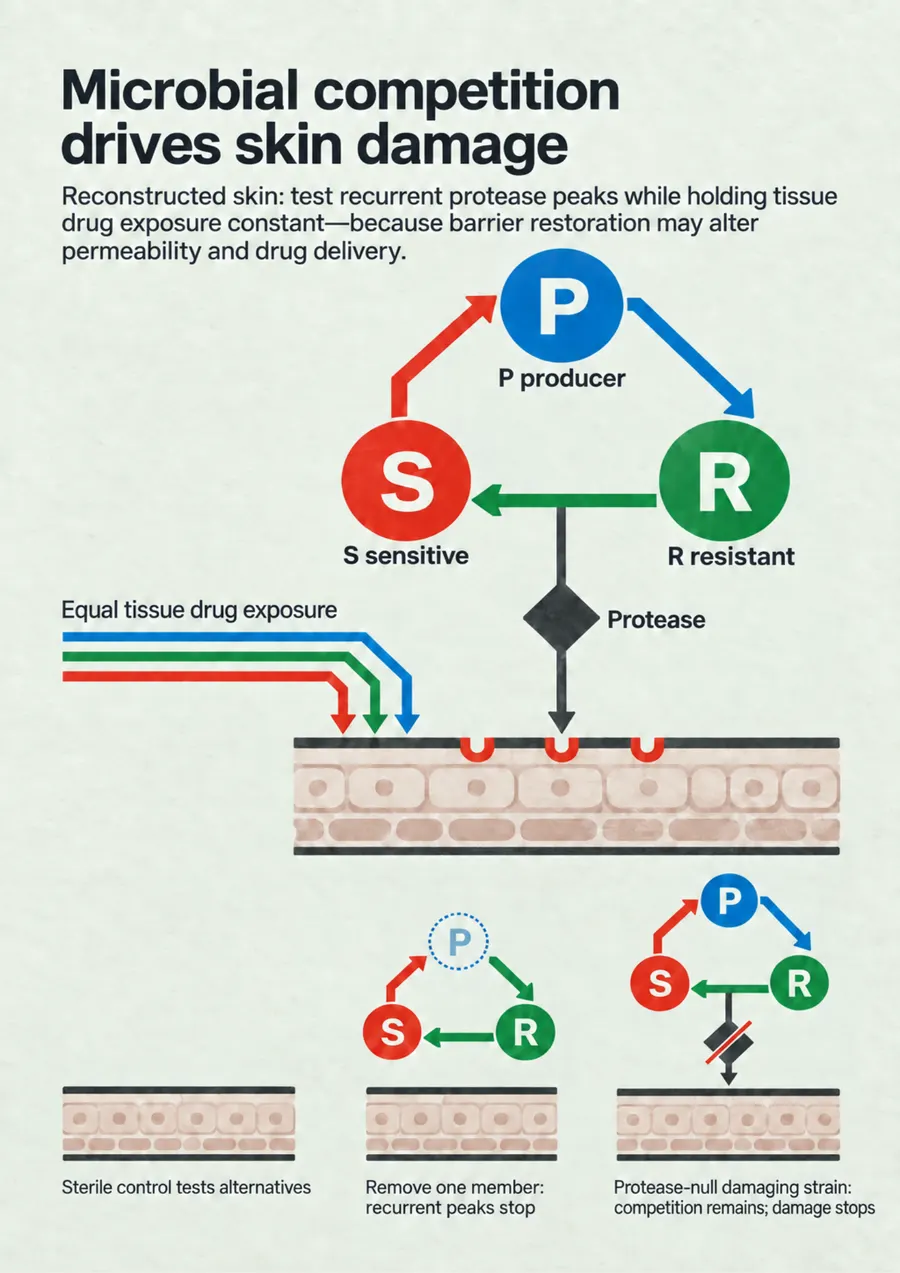 Poster: Microbial competition drives skin damage