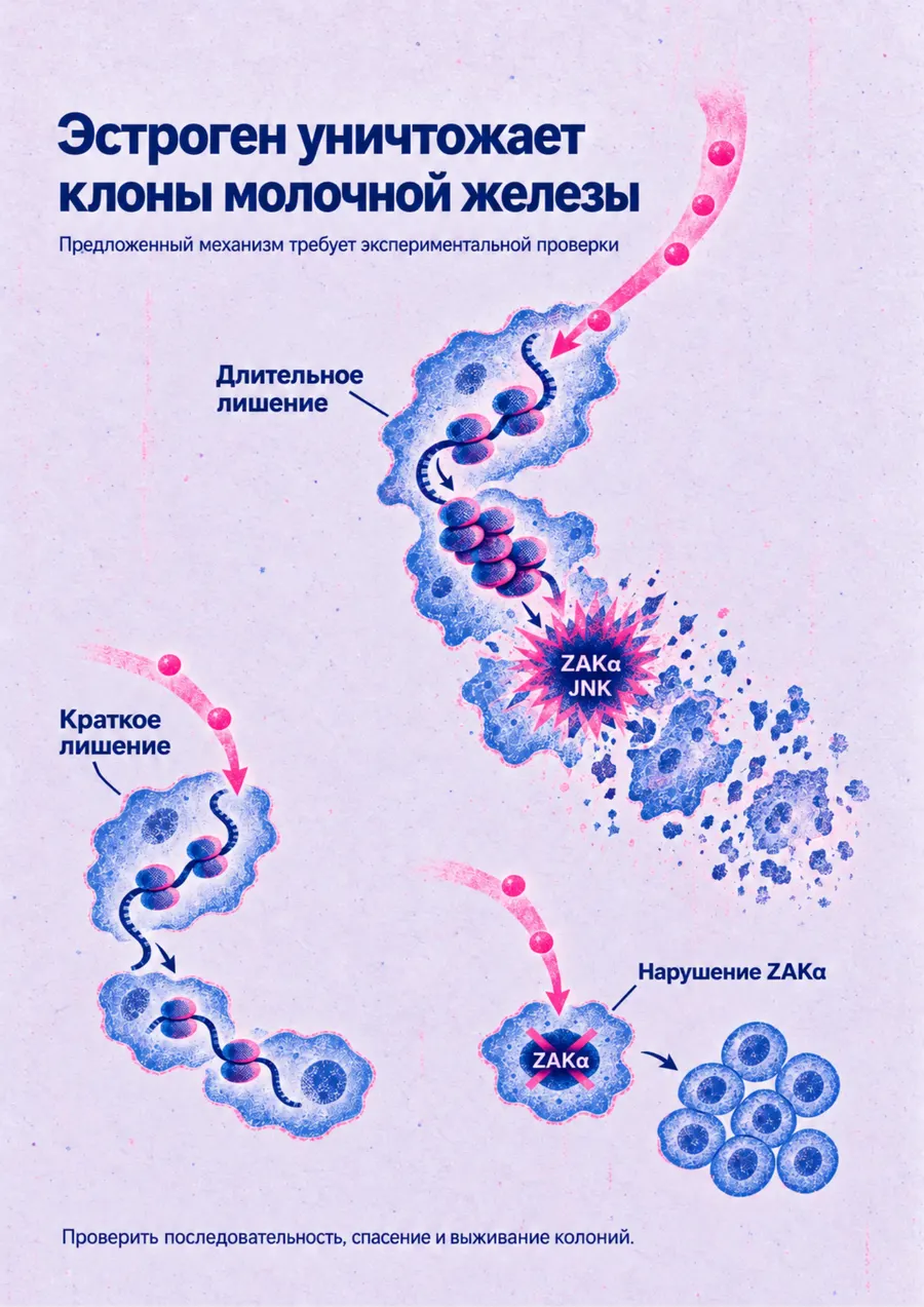 Постер: Эстроген уничтожает клоны молочной железы