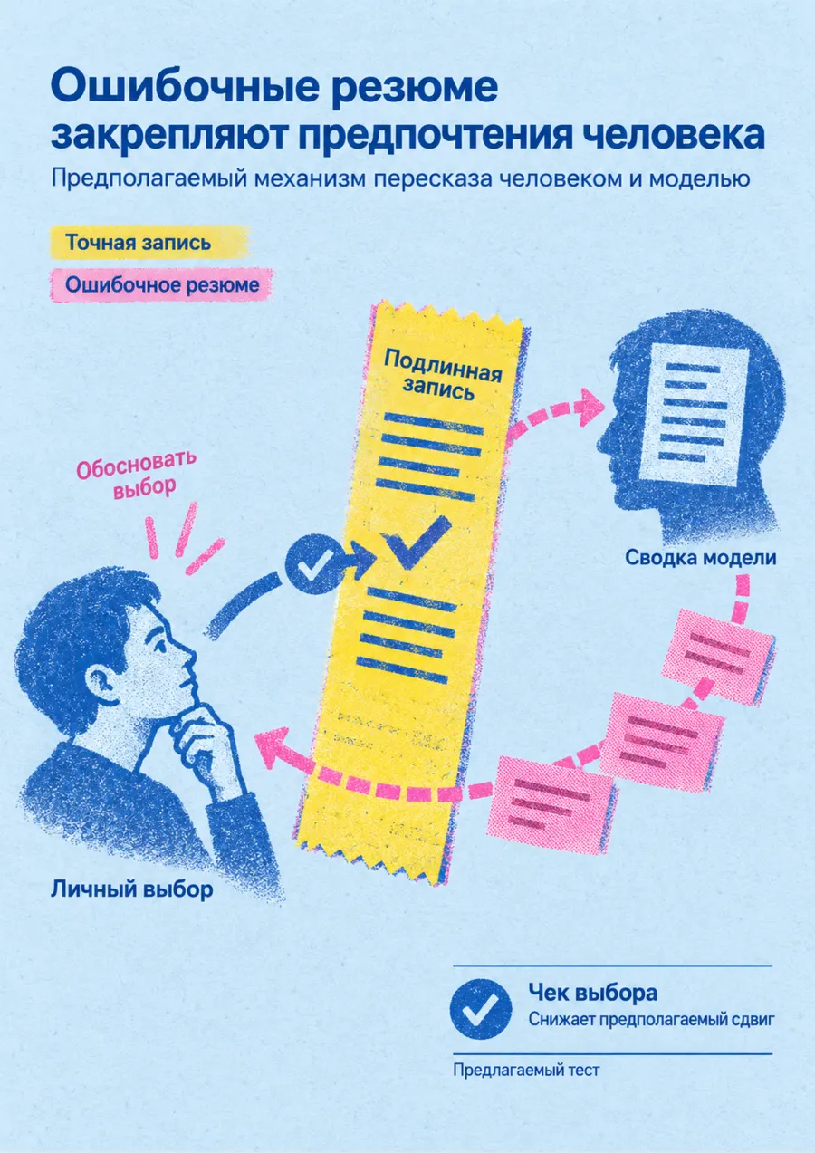 Постер: Ошибочные резюме закрепляют предпочтения человека