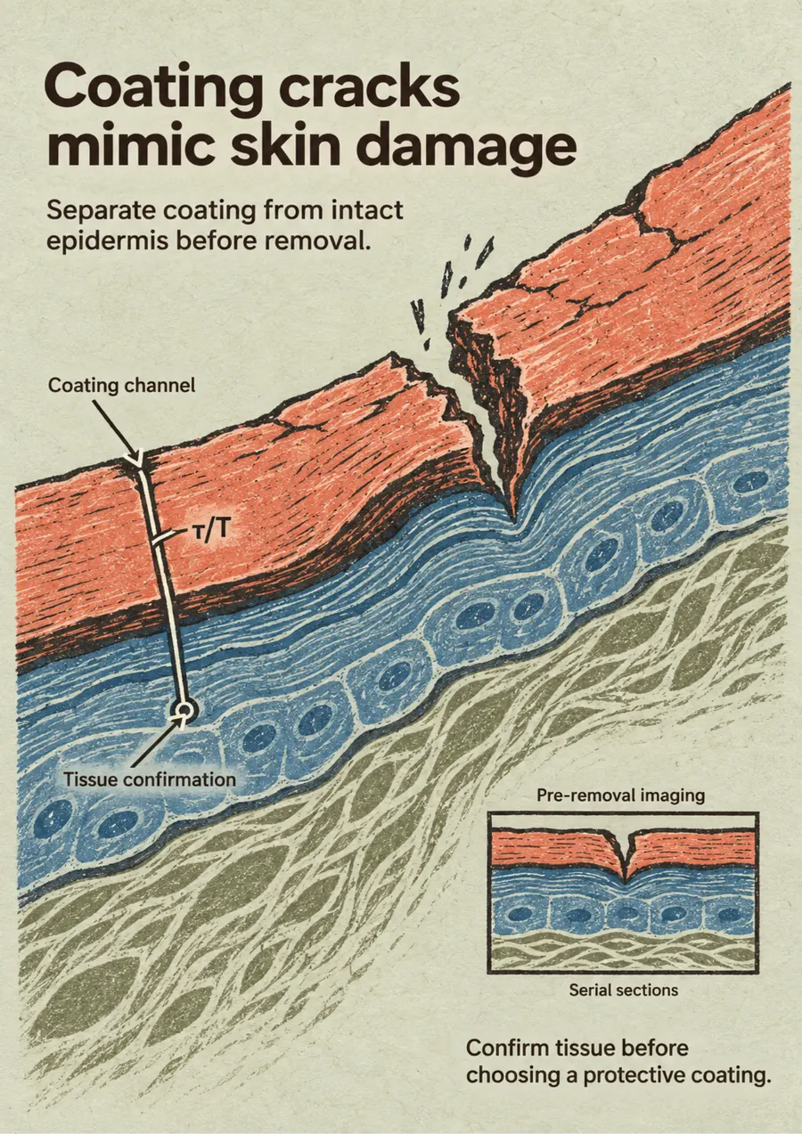 Poster: Coating cracks mimic skin damage