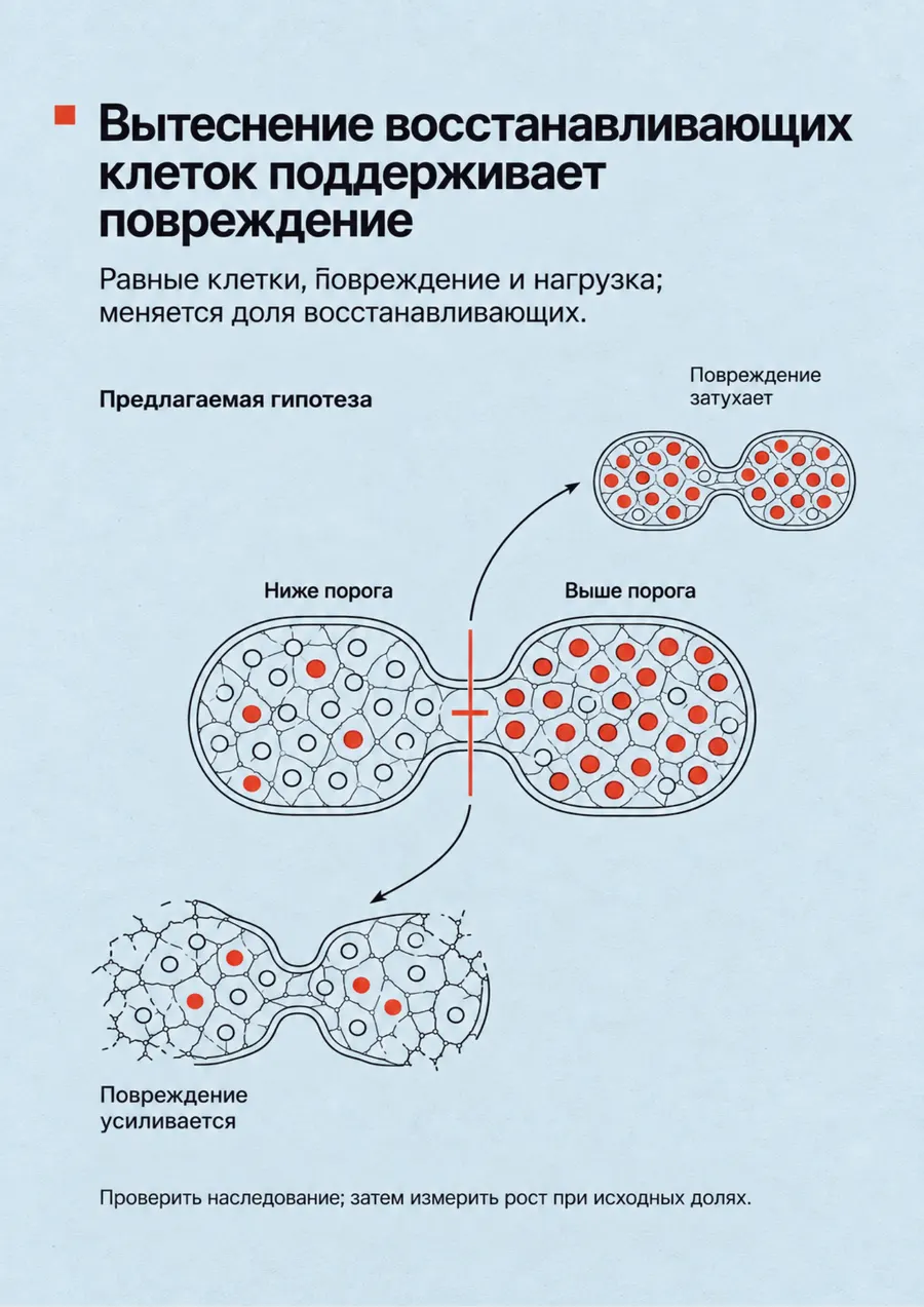 Постер: Вытеснение восстанавливающих клеток поддерживает повреждение