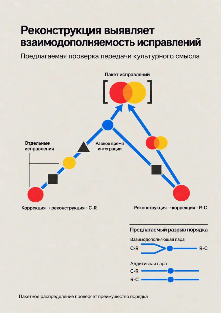 Постер: Реконструкция выявляет взаимодополняемость исправлений