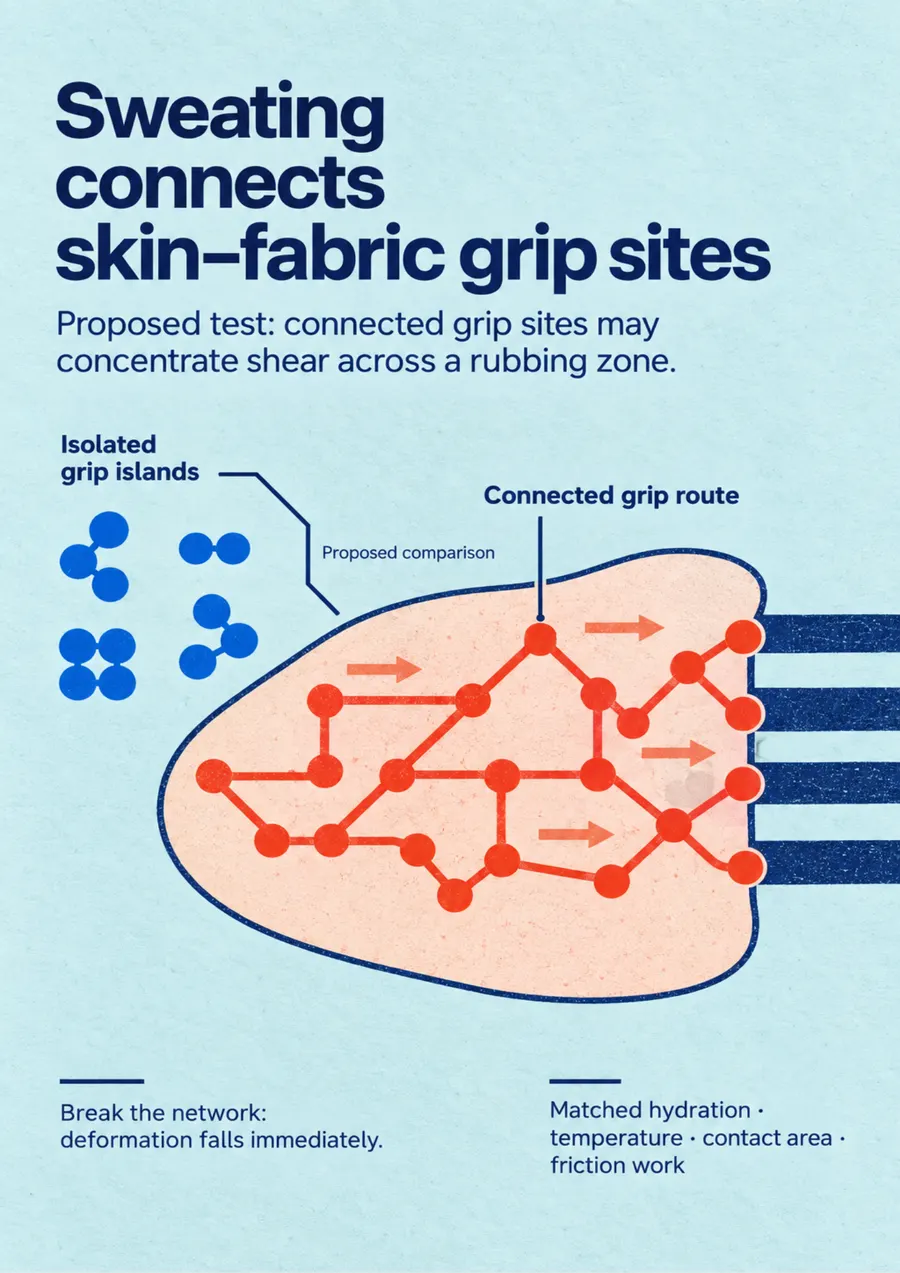 Poster: Sweating connects skin–fabric grip sites