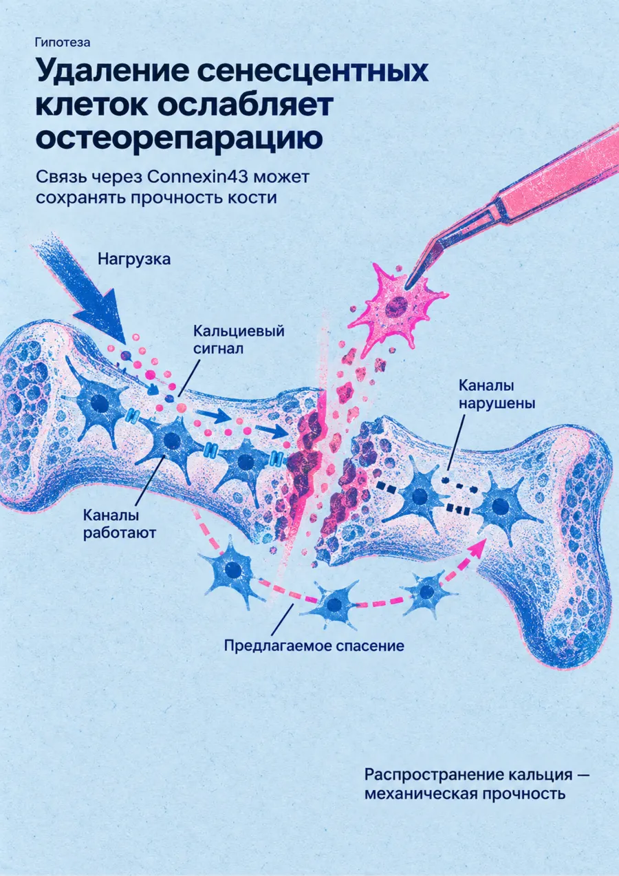Постер: Удаление сенесцентных клеток ослабляет остеорепарацию